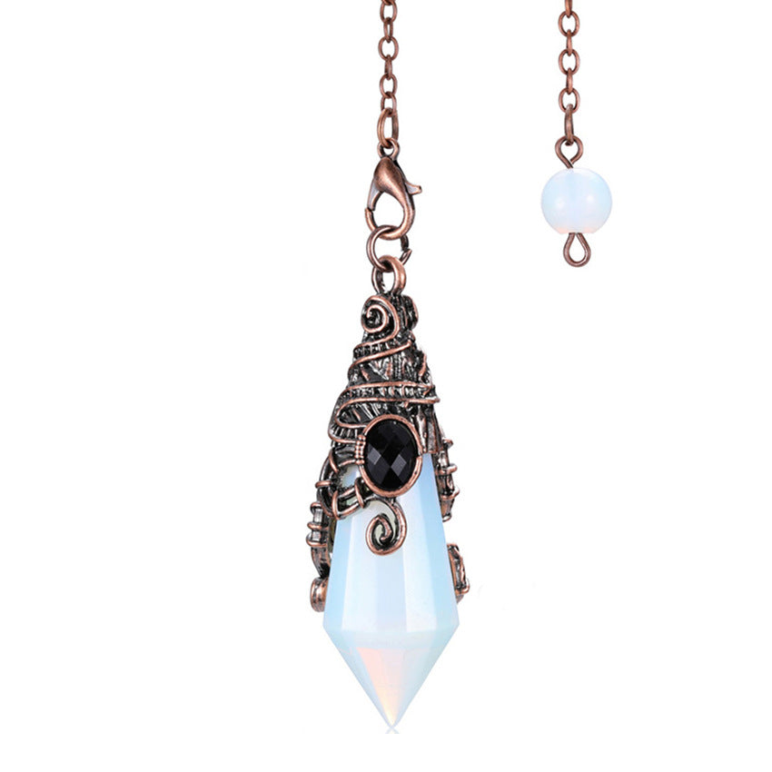 Vintage Red Copper Natural Stone Crystal Multi Facted Pendant Pendulums Pendulo Pendules