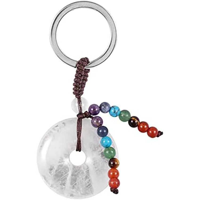 Natural Crystal Donut Keychain Creative Car Sachet Pendant