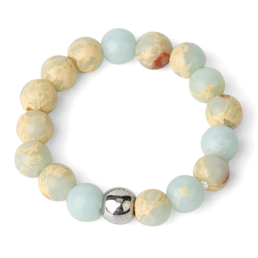 4mm Natural Stone Elastic Rope Beaded Adjustable Personalized Ring