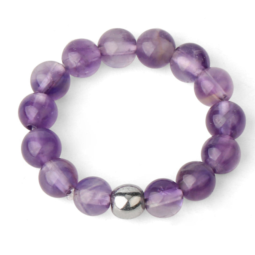 4mm Natural Stone Elastic Rope Beaded Adjustable Personalized Ring