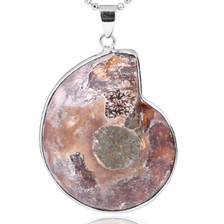Natural Ammonite Irregular Snail Shaped Fossils Conch Universal Pendant for Men Women