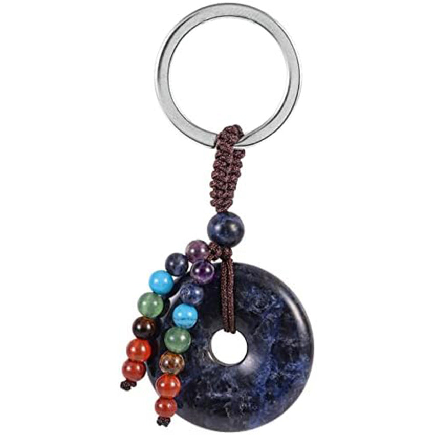 Natural Crystal Donut Keychain Creative Car Sachet Pendant