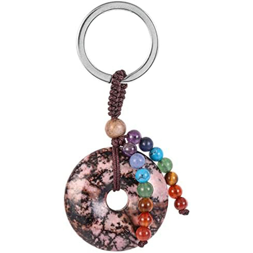 Natural Crystal Donut Keychain Creative Car Sachet Pendant