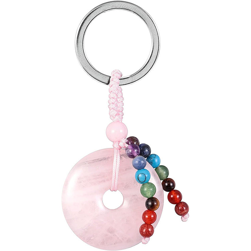 Natural Crystal Donut Keychain Creative Car Sachet Pendant