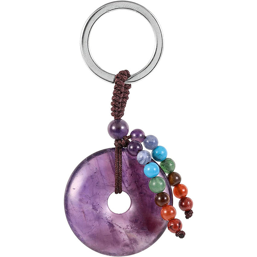 Natural Crystal Donut Keychain Creative Car Sachet Pendant