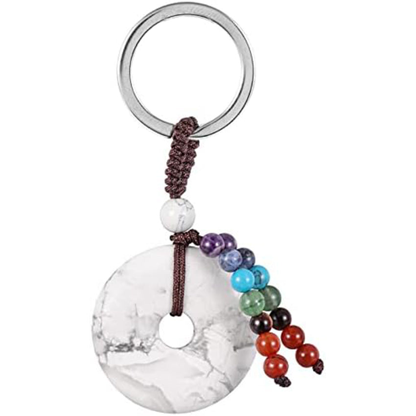 Natural Crystal Donut Keychain Creative Car Sachet Pendant