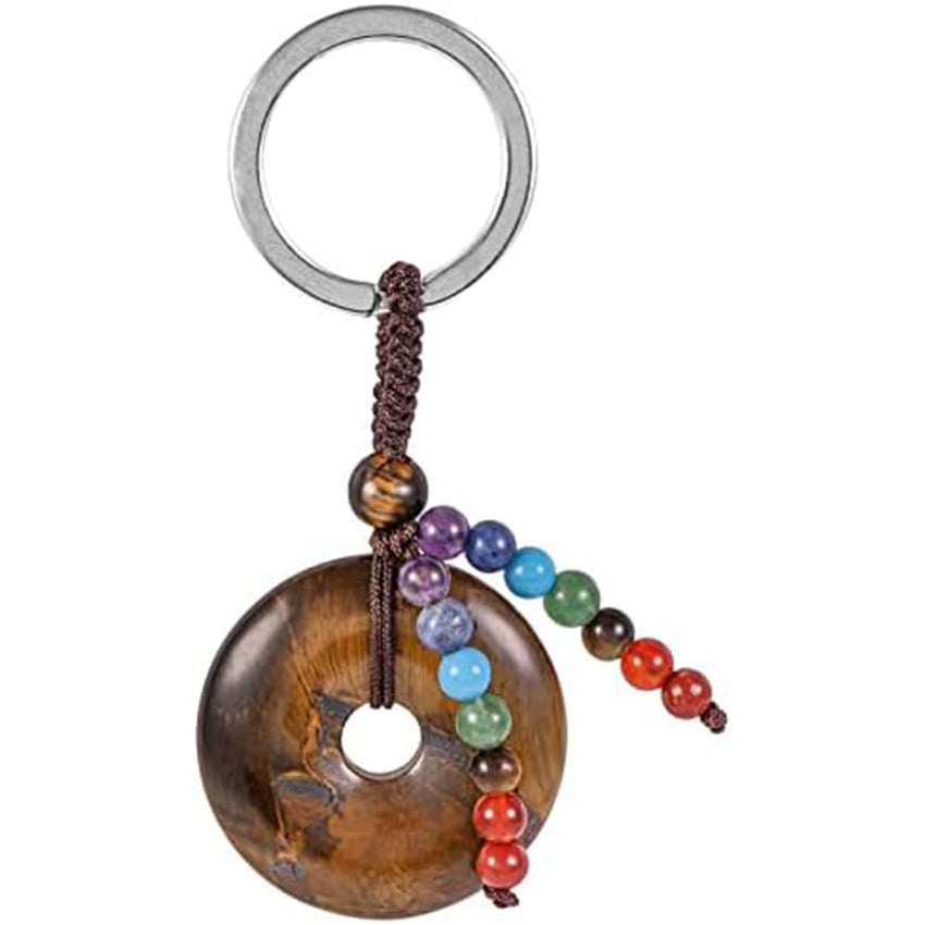 Natural Crystal Donut Keychain Creative Car Sachet Pendant