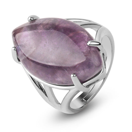 Horse Eye Fashion Opening Amethyst Ring Women's Natural Stone Bestselling Ring Jewelry