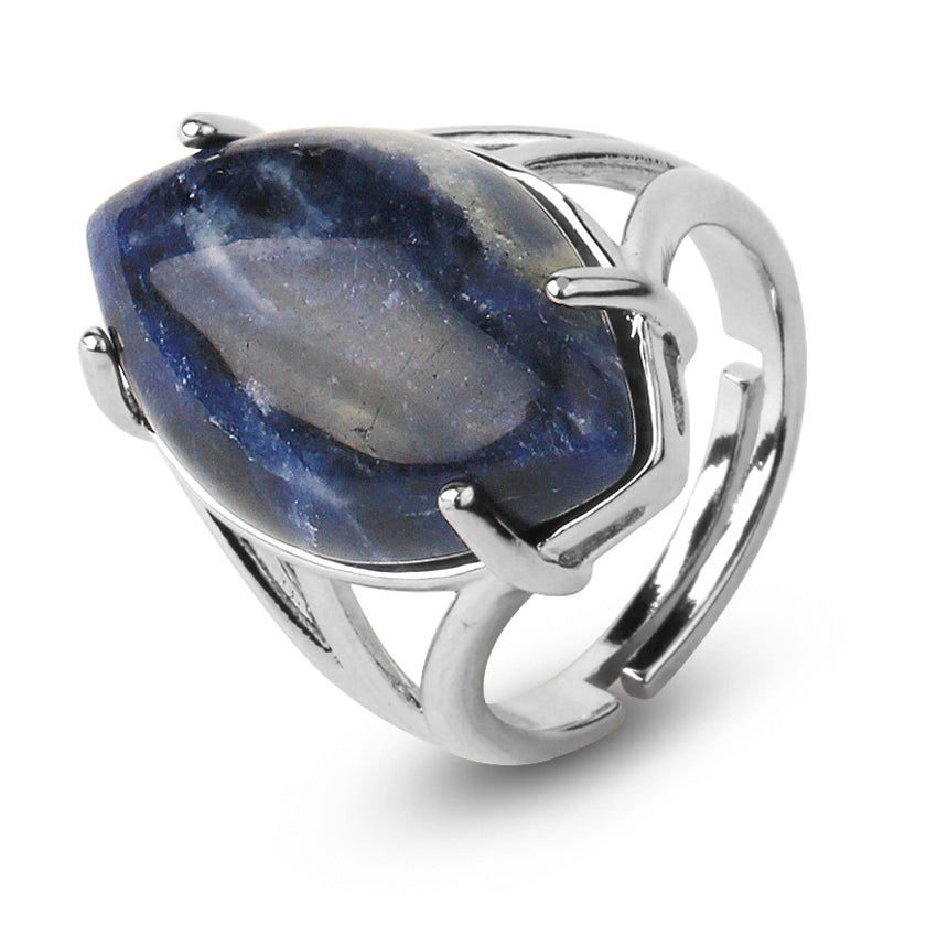 Horse Eye Fashion Opening Amethyst Ring Women's Natural Stone Bestselling Ring Jewelry