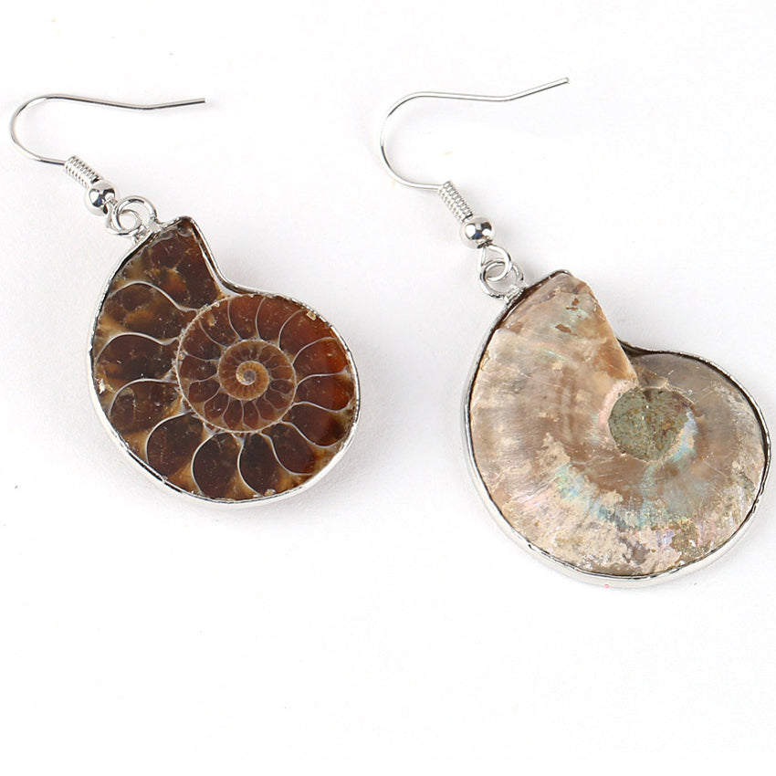 New Ammonite Shell Fossil Conch Earrings Summer Creative Beach Jewelry Earrings