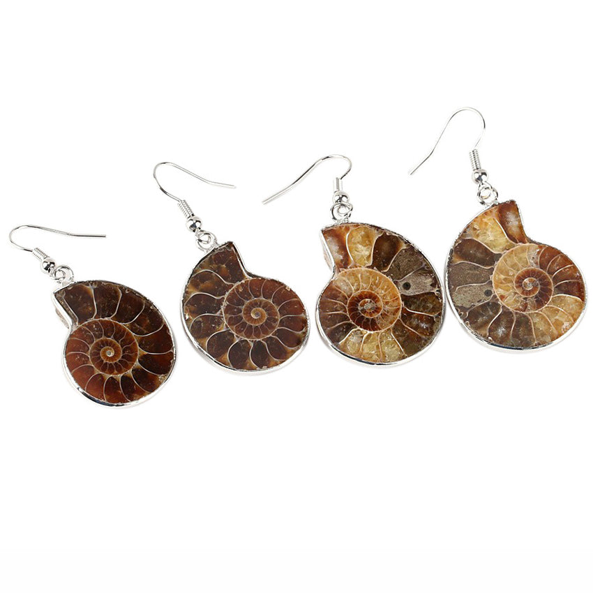 New Ammonite Shell Fossil Conch Earrings Summer Creative Beach Jewelry Earrings