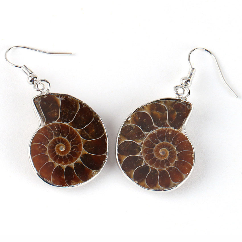 New Ammonite Shell Fossil Conch Earrings Summer Creative Beach Jewelry Earrings