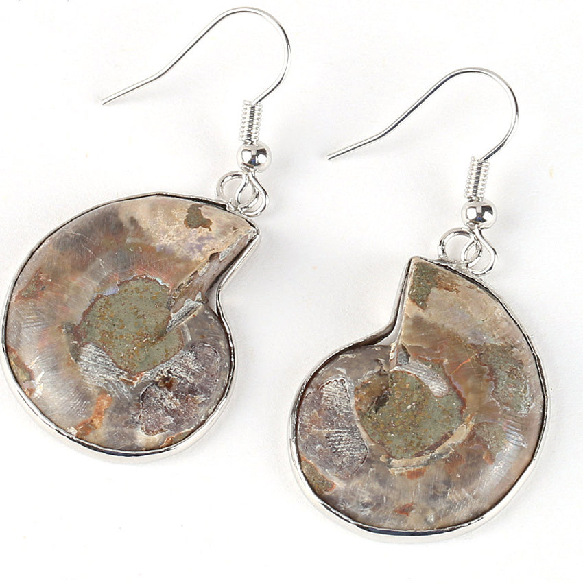 New Ammonite Shell Fossil Conch Earrings Summer Creative Beach Jewelry Earrings