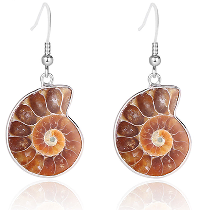 New Ammonite Shell Fossil Conch Earrings Summer Creative Beach Jewelry Earrings