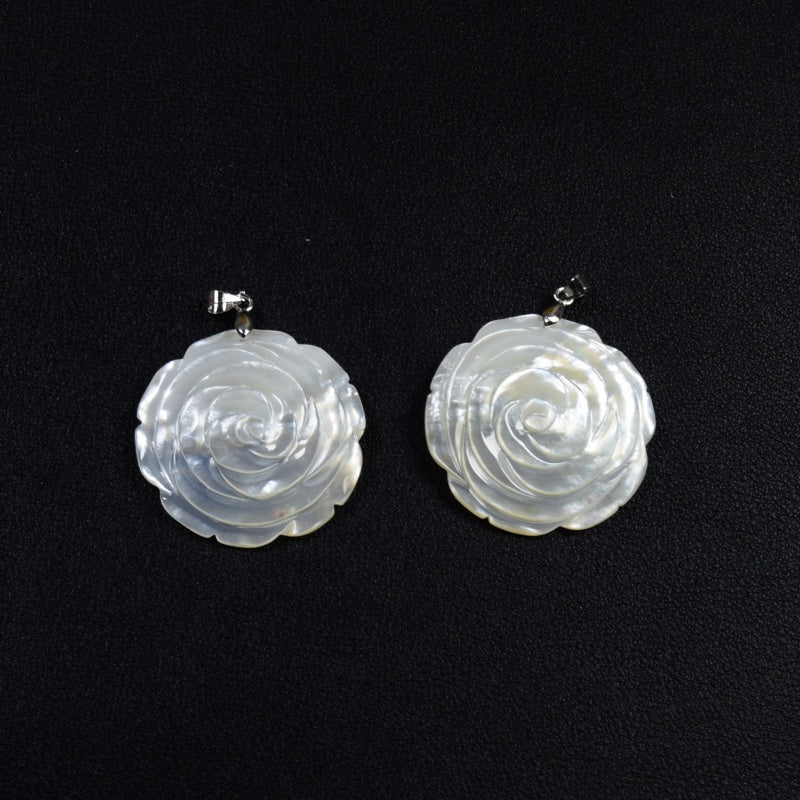 1pc White Shell Rose Flower Pendant for Women Necklace Fashion Jewelry
