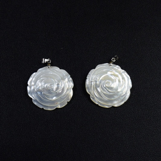 1pc White Shell Rose Flower Pendant for Women Necklace Fashion Jewelry