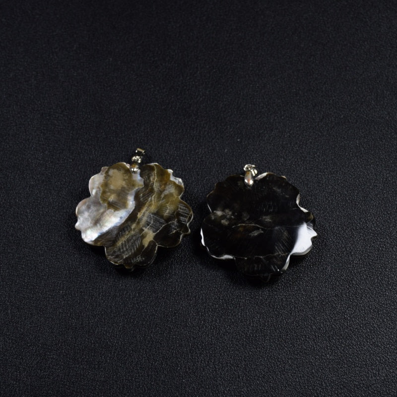 1pc Flower Black Gray Shell Pendant For Women Neckalce Fashion Lady Jewelry