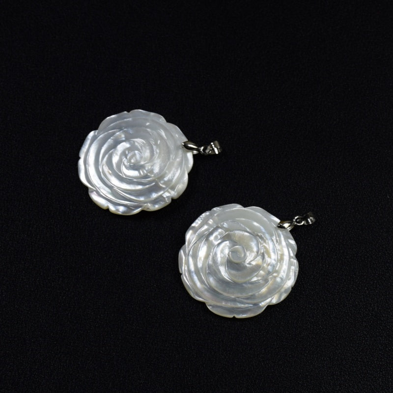 1pc White Shell Rose Flower Pendant for Women Necklace Fashion Jewelry