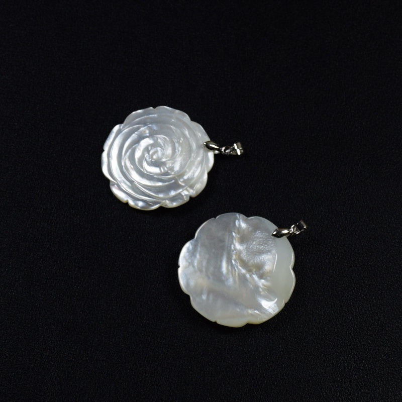 1pc White Shell Rose Flower Pendant for Women Necklace Fashion Jewelry