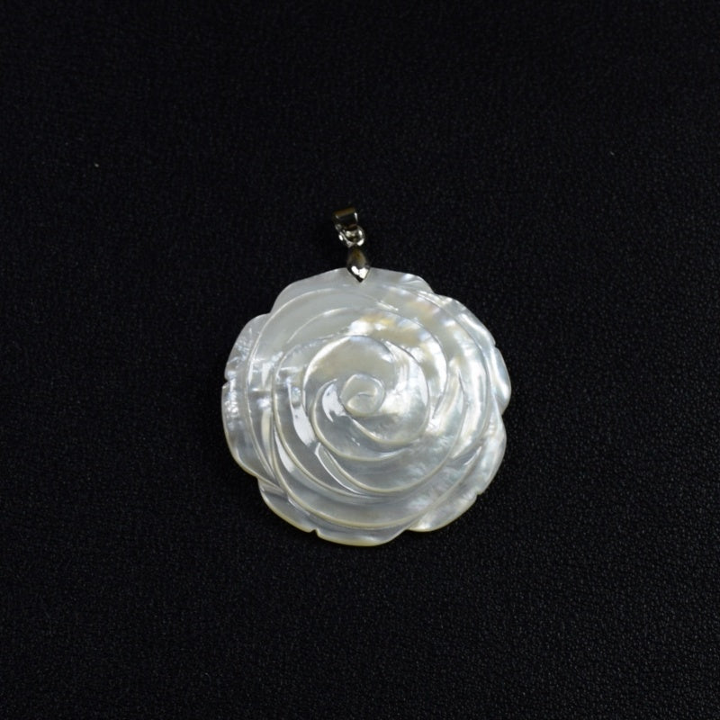1pc White Shell Rose Flower Pendant for Women Necklace Fashion Jewelry