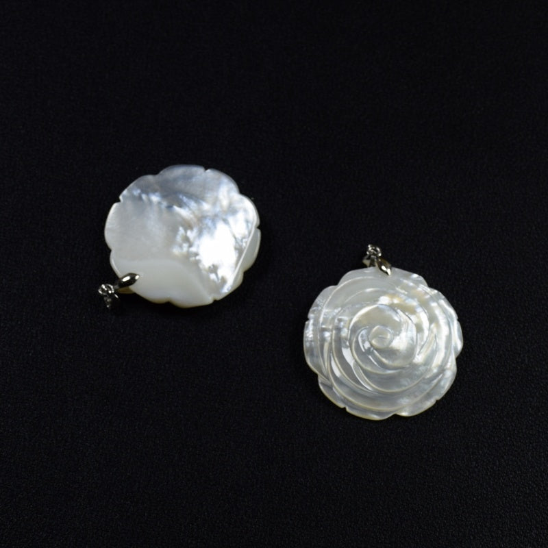 1pc White Shell Rose Flower Pendant for Women Necklace Fashion Jewelry